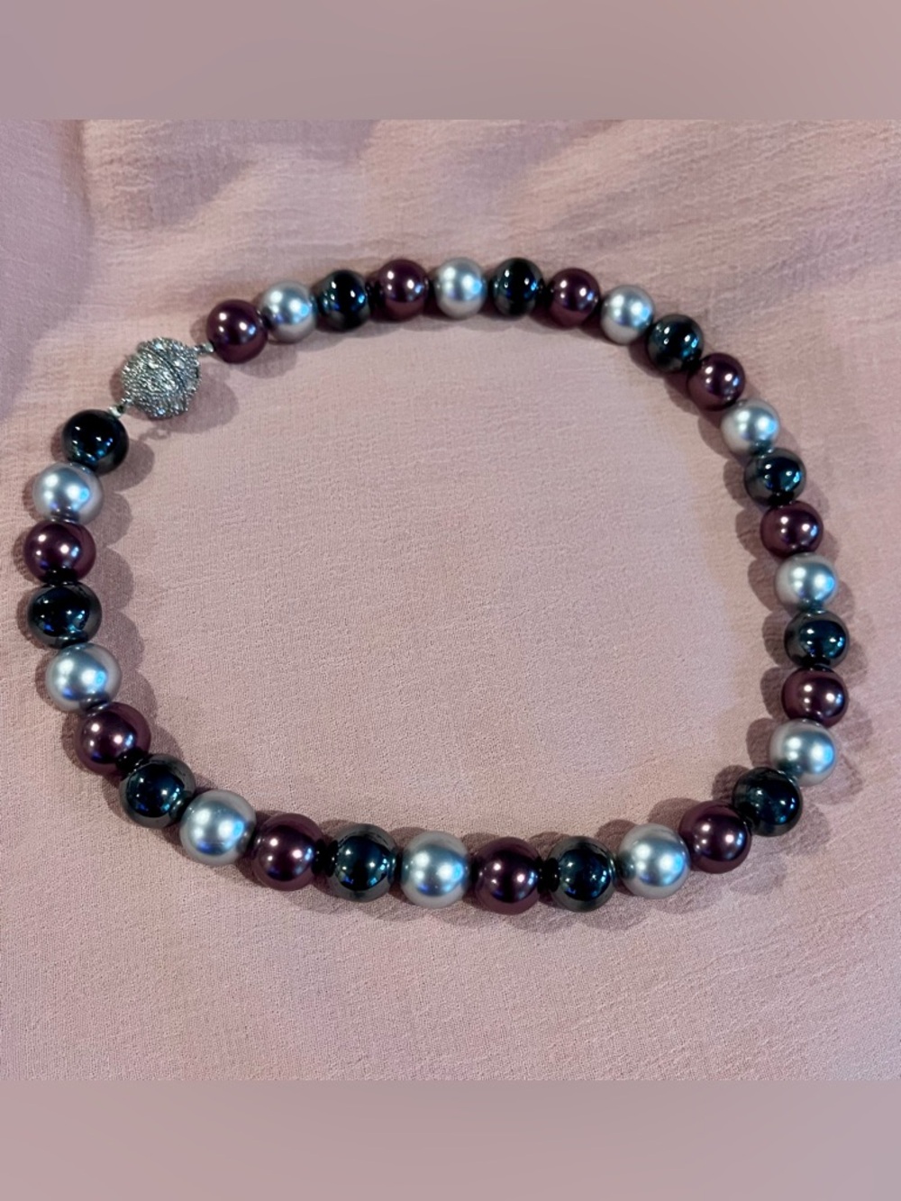 Premier Designs Brown, Silver & Black Pearl Necklace